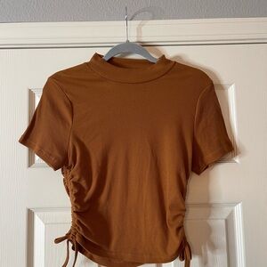 Cotton On Tan Ruched Crop Top